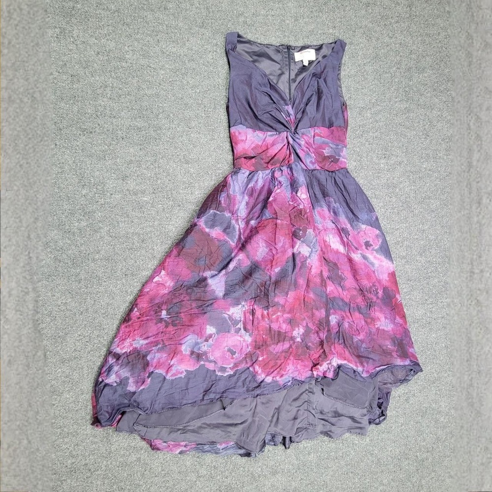 Lela Rose Dress Womens 4 Purple Floral Sleeveless‎ High Low Neiman Marcus Target